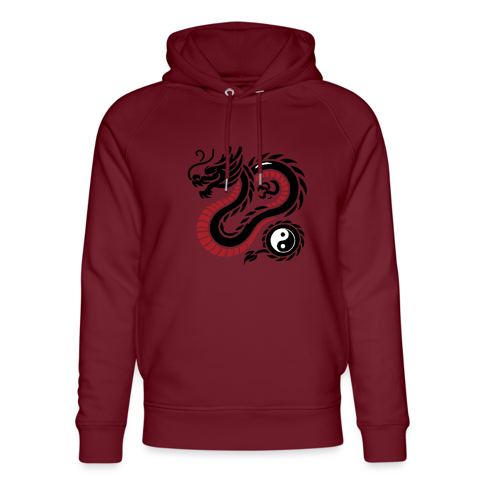 Ying & Yang Organic Dragon Hoodie - burgundy