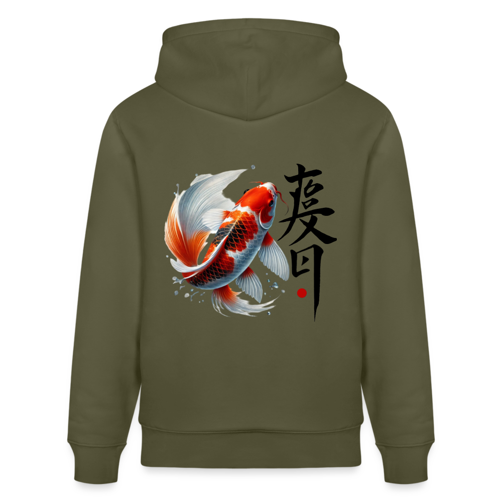 Koi Fish Organic Hoodie - khaki green