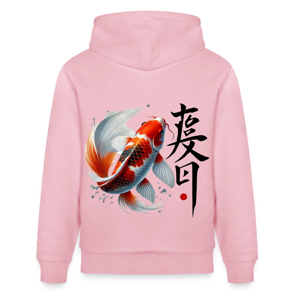 Koi Fish Organic Hoodie - cotton pink