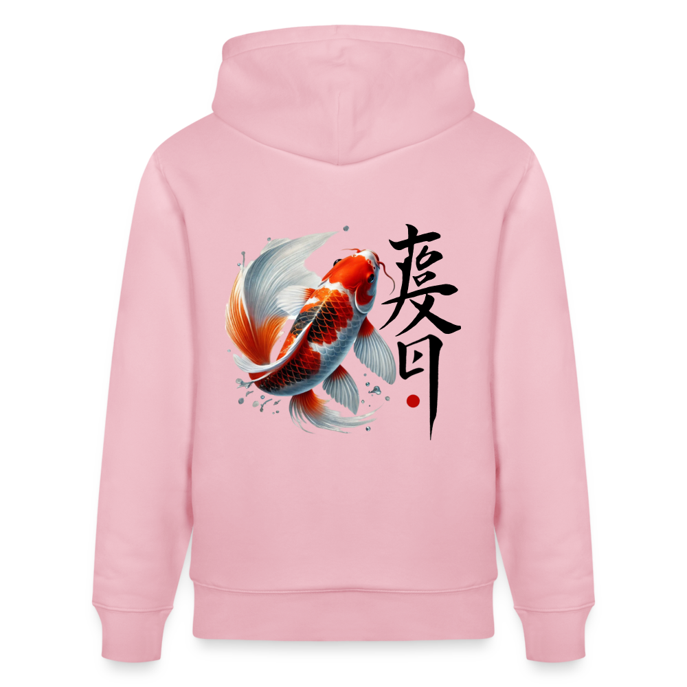 Koi Fish Organic Hoodie - cotton pink