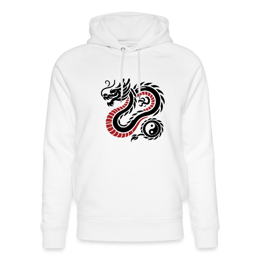 Ying & Yang Organic Dragon Hoodie - white